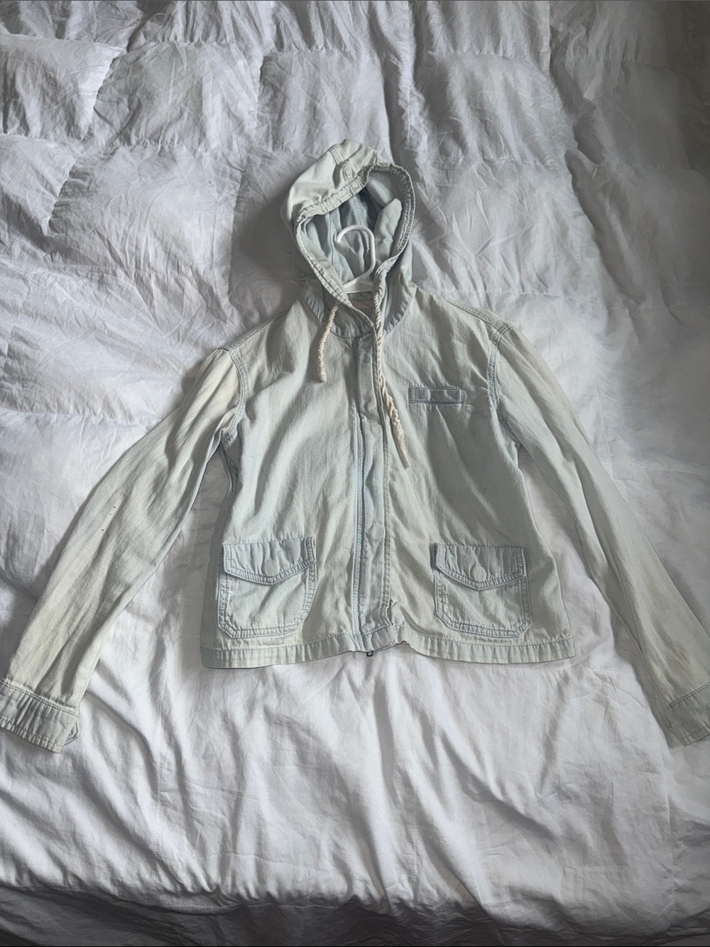 BDG Light Wash Hooded Zip-Up Jacket